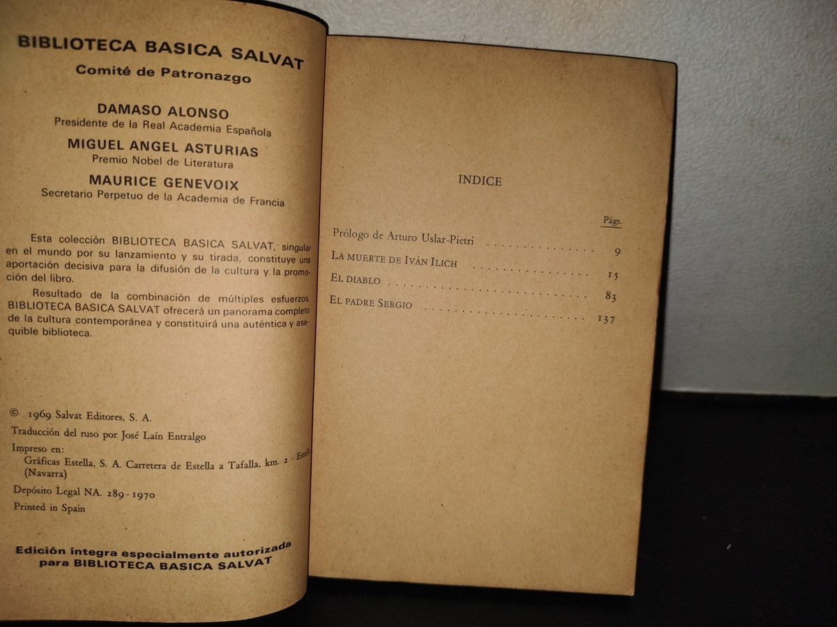 99- La Muerte De Ivan Ilich, El Diablo, El Padre Sergio - Leon Tolstoi - Salvat Editores