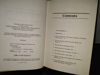 139- Pierde Hasta 1 Libra Por Día Y Nunca La Recuperes De Nuevo. The Rotation Diet. Lose Up To A Pound A Day And Never Gain It Back - Martin Katahn - W. W. Norton & Company. New York, London - First Edition 1986