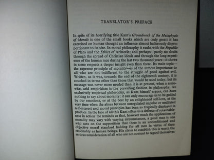 153- The Moral Law. Kant'S Groundwork Of The Metaphysic Of Morals Hutchinson University Library 1966