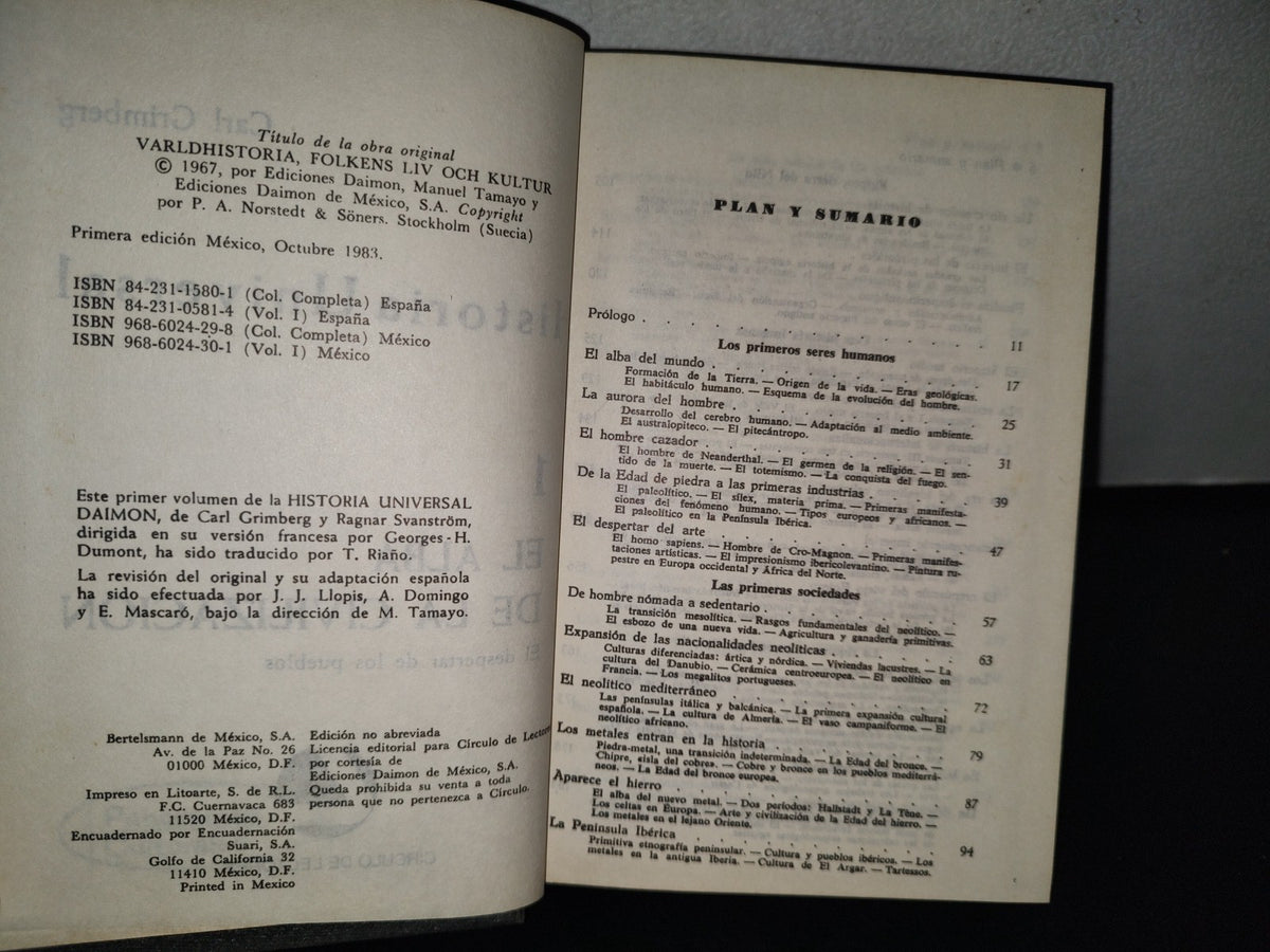 169- Historia Universal 1. El Alba De La Civilización - Carl Grimberg. Círculo De Lectores 1983