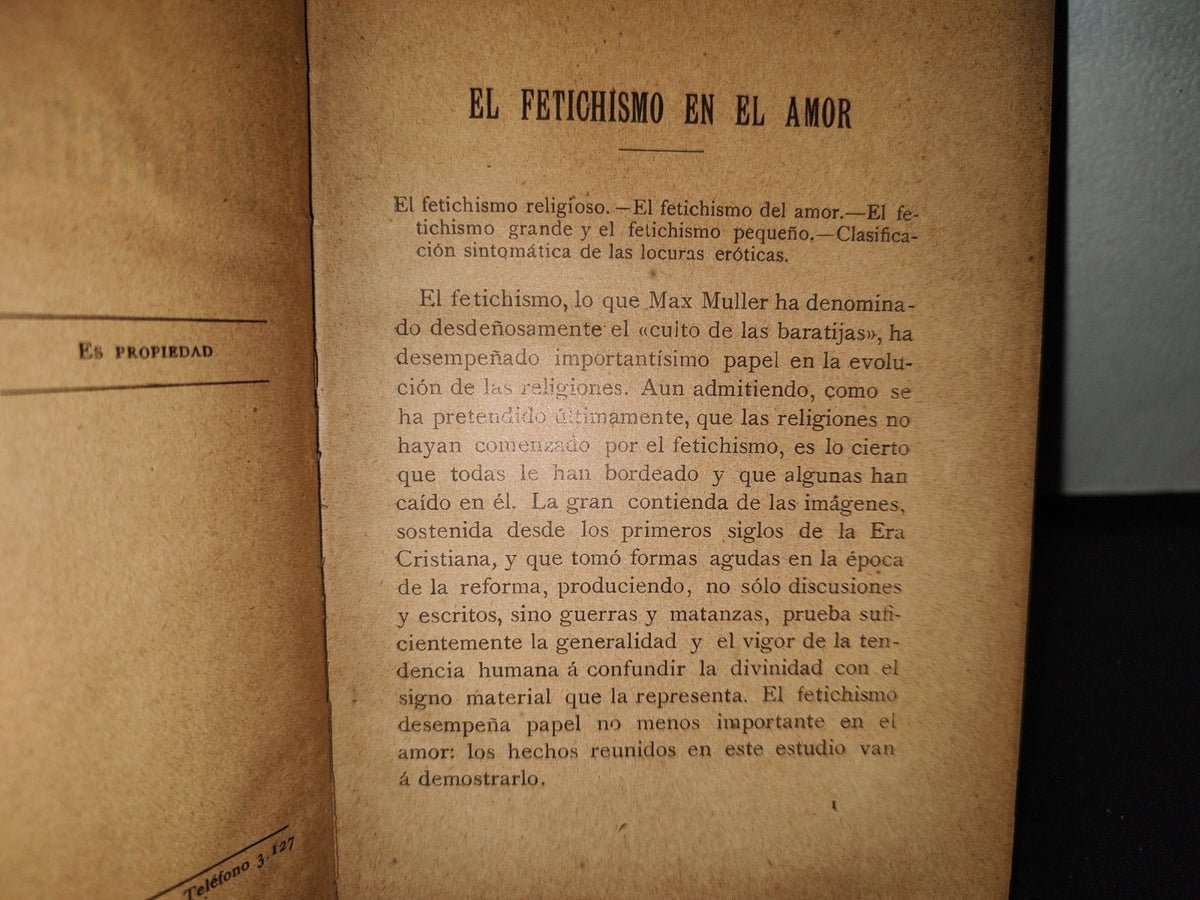 63- Biblioteca Científico-Filosófica. El Fetichismo En El Amor - Binet - 1904