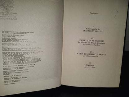 196- Selecciones Del Reader's Digest. Grandes Biografías. Einstein, Benvenuto Cellini, Albert Schweitzer, Charlotte Brontë - 1971