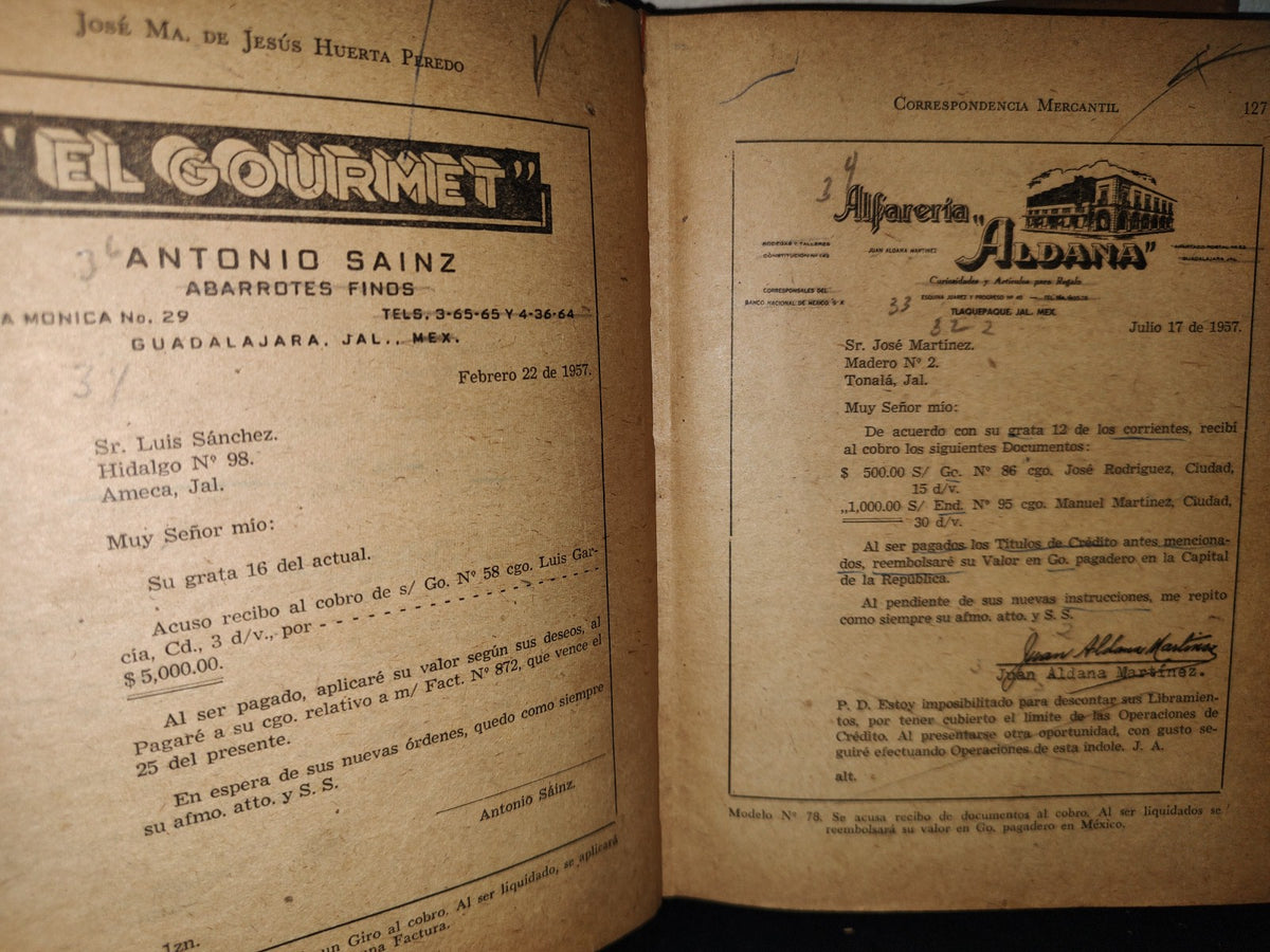 174- Correspondencia Mercantil - José María De Jesús Huerta Peredo