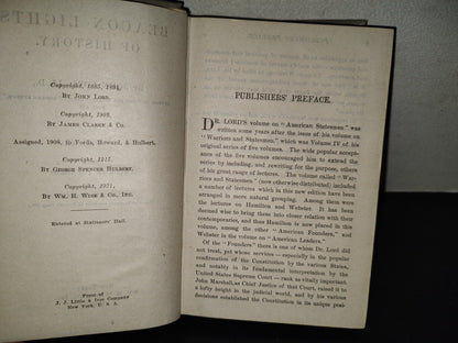 202- Beacon Lights Of History By John Lord, Ll. D. Volume Vi Part I. American Founders. Part II. American Leaders. New York, Wm. H. Wise & Co., Inc. 1920