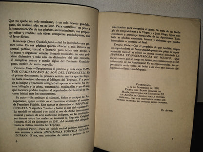 215- Obras Guadalupanas De Lauro López Beltrán Tomo I: Homenaje Lírico Guadalupano - Editorial Tradición, S. A., México, 1984
