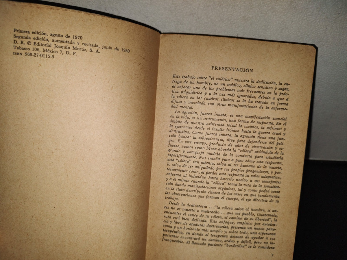 99- El Colérico (Borderline) - César Meza - Editorial Joaquín Mortiz - 1980