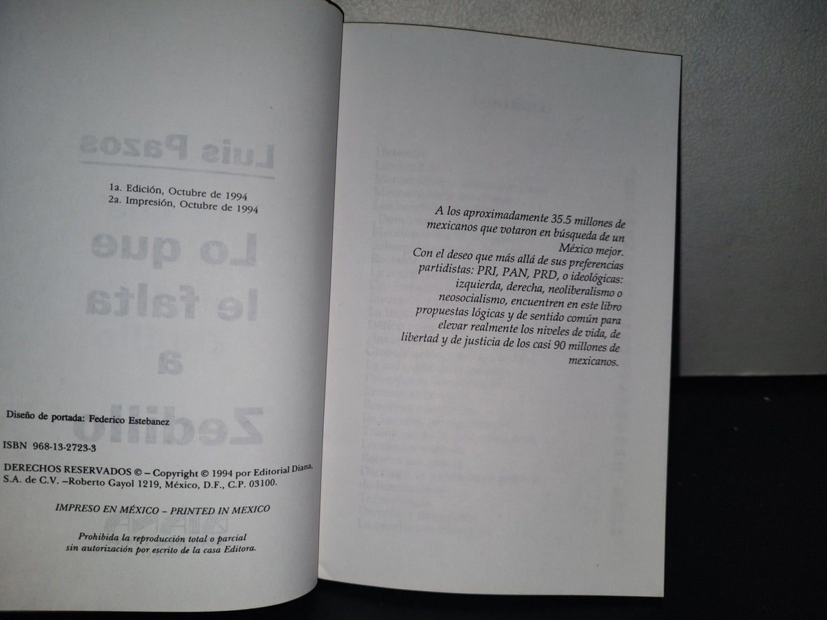 89- Lo Que Le Falta A Zedillo - Luis Pazos - 1994
