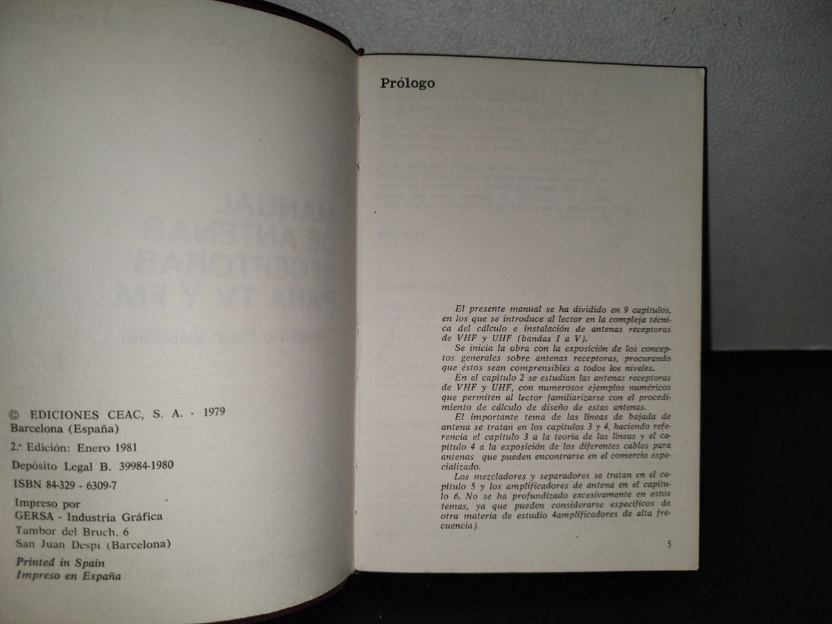 87-2- Manual De Antenas Receptoras Para Tv Y Fm - Francisco Ruiz Vassallo - Ediciones Ceac - 1981