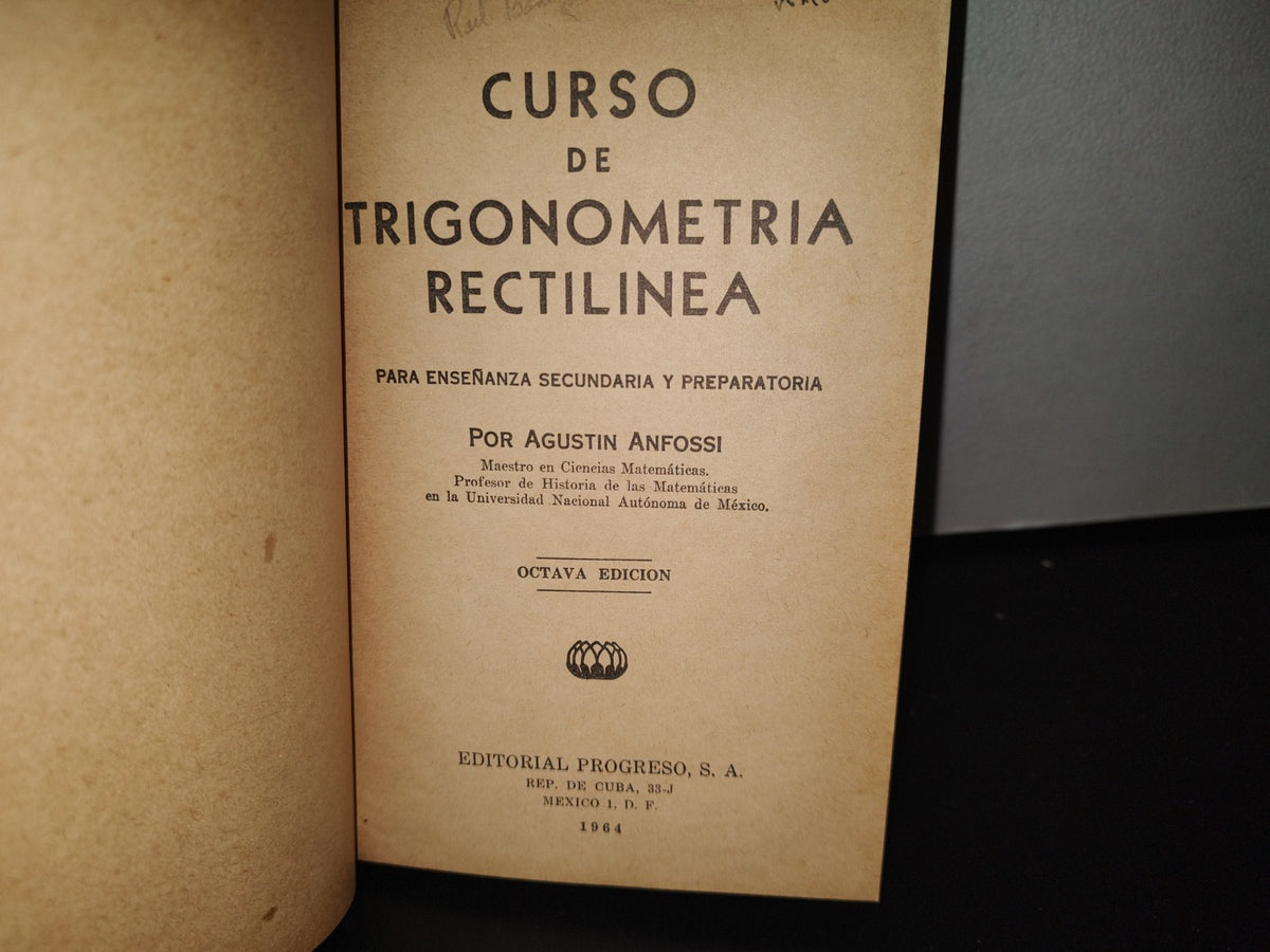 89- Trigonometría Rectilínea - Agustín Anfossi - 1964