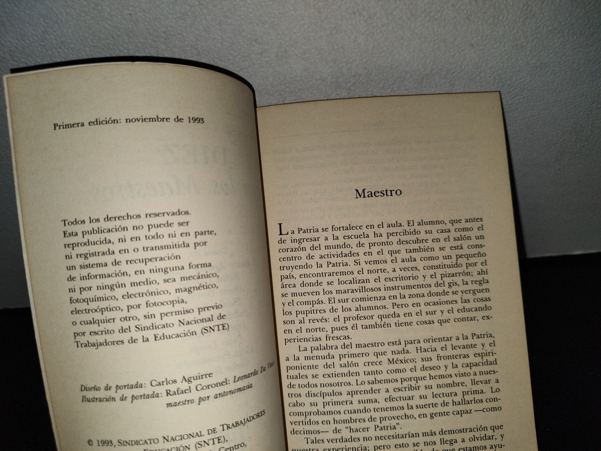 54- Diez Para Los Maestros. Héctor Aguilar Camín... - Sindicato Nacional De Trabajadores - Primera Edición 1993