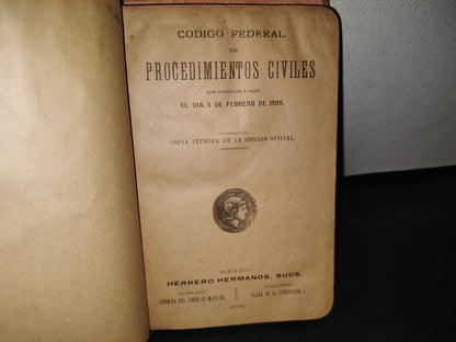 74- Código Federal De Procedimientos Civiles. México Herrero Hermanos - 1909