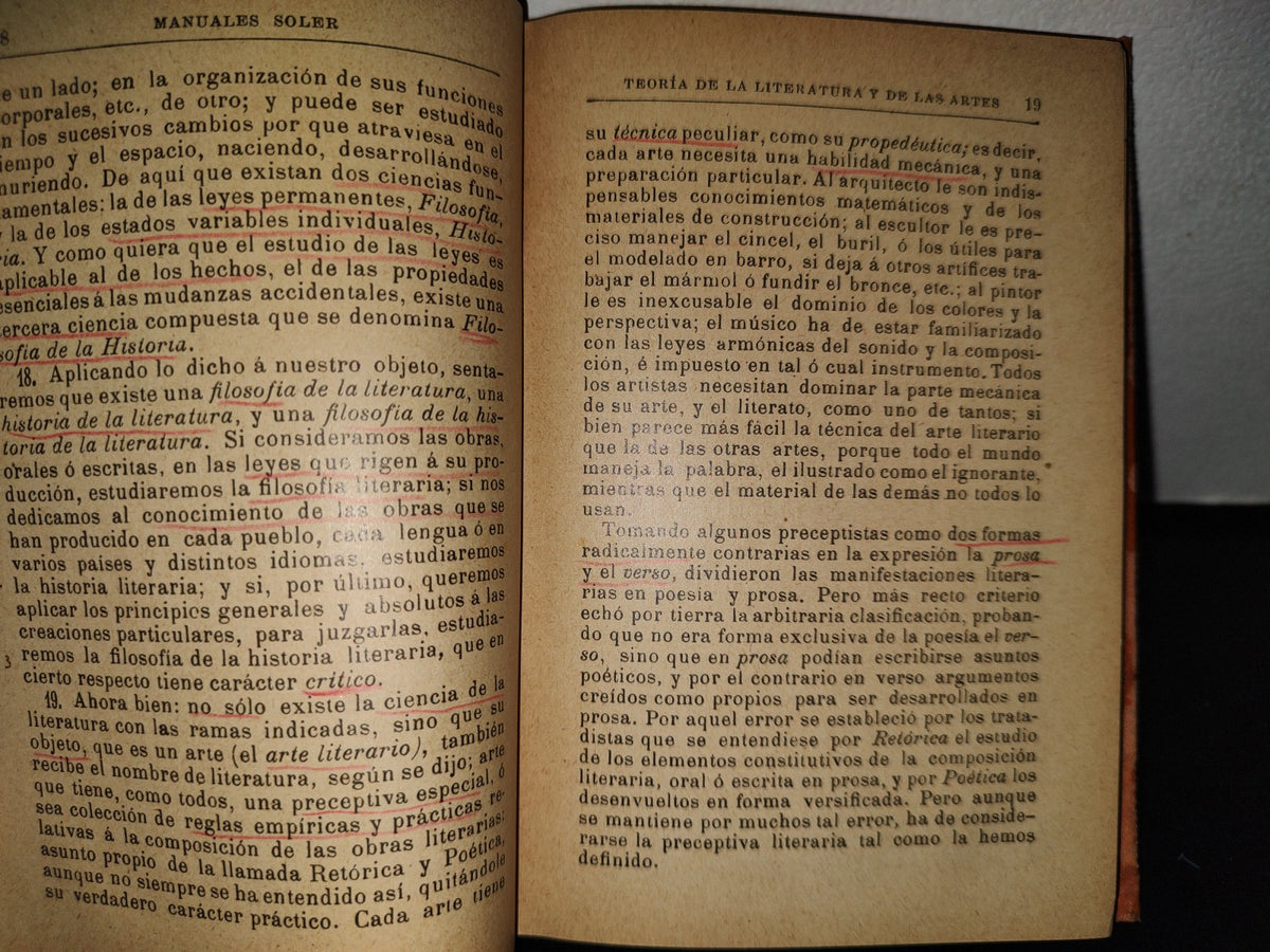 188- Manuales Soler. LXXXIII. Teoría De La Literatura Y De Las Artes. Hermenegildo Giner - 1900'S