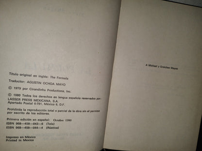 80- La Fórmula - Steve Shagan - Primera Edición 1980