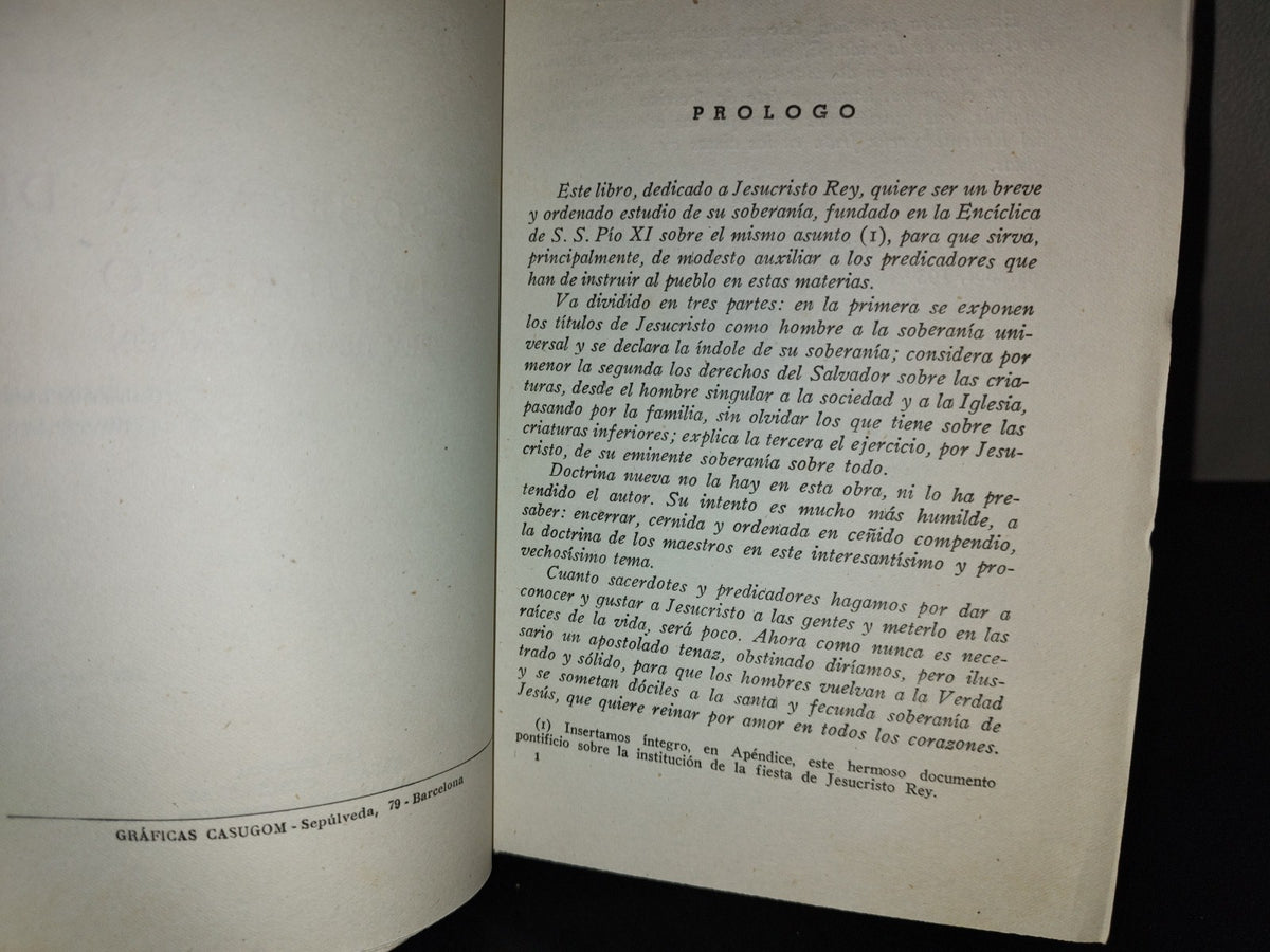 153- La Soberanía De Jesucristo. Rey De La Creación. Luis Colomer. Editorial Rafael Casulleras, Primera Edición 1941