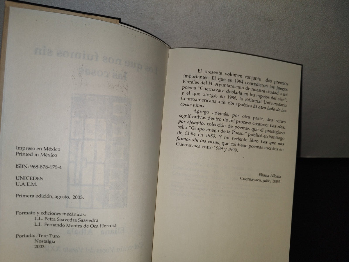 83- Los Que Nos Fuimos Sin Las Cosas - Eliana Albala - Primera Edición 2003 - Firmado
