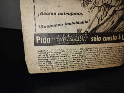 209- Kaliman. El Hombre Increíble - No. 249, Sep. 5 De 1970
