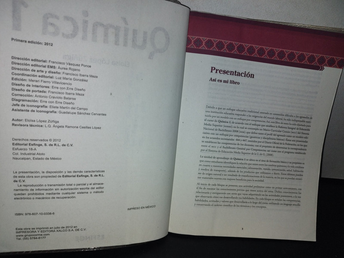 179- Química 1 - Eloisa López Zúñiga. Editorial Esfinge. Primera Edición, 2012