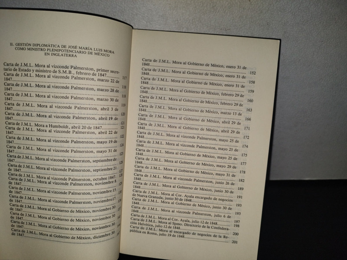 89- Obras Completas. José María Luis Mora. Volumen VII. Obra Diplomática. Sep - 1A. Ed. 1988