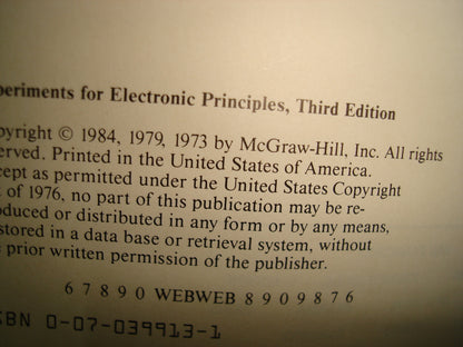 34- Principios De Electrónica, Experimentos / Experimentos For Electronic Principles - Malvino