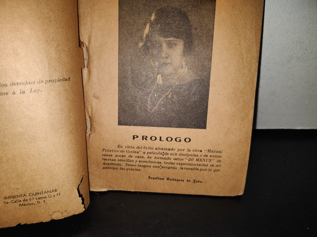 92- Libro De Cocina. Los Treinta Menús - Josefina Velázquez De León - 1940