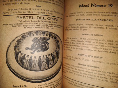 92- Libro De Cocina. Los Treinta Menús - Josefina Velázquez De León - 1940