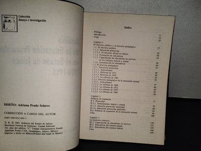 158- Análisis De La Educación Preescolar En El Estado De Jalisco 1970-1988 - María Alicia Peredo M. - Secretaría General De Gobierno. Unidad Editorial. Colección Ensayo E Investigación - Primera Edición 1992