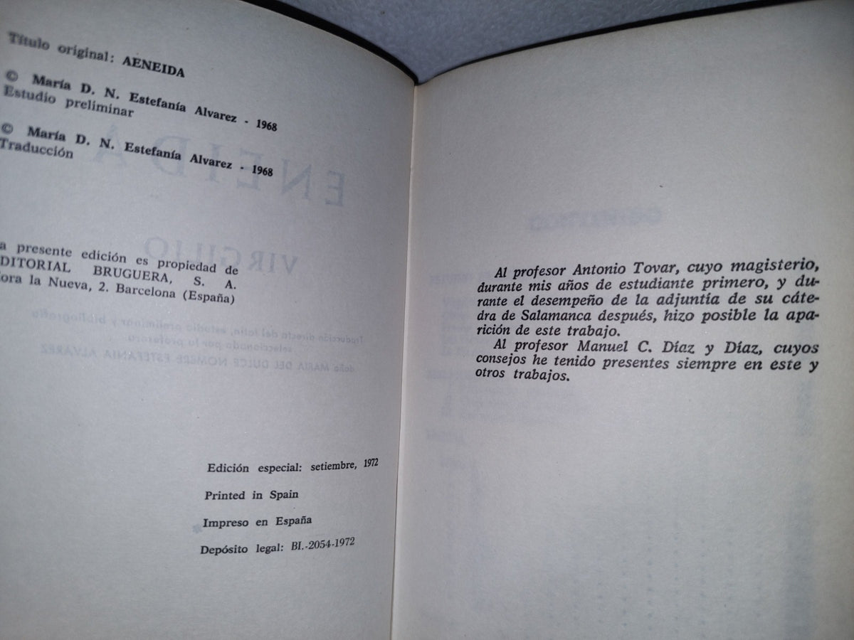 169- Eneida. Virgilio - Editorial Bruguera. Edición Especial: Septiembre, 1972