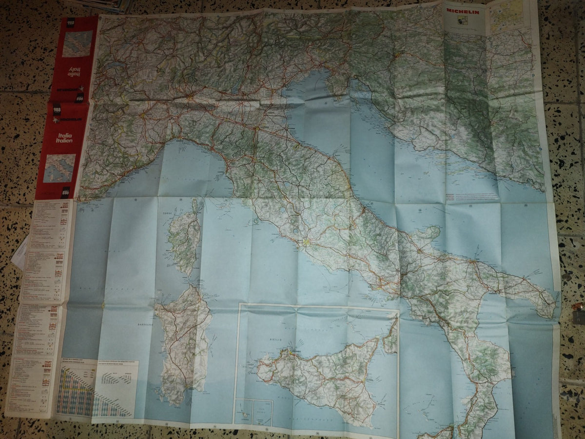 57- Mapa Grande De Italia. Michelin 988. Italie, Italy - 80's