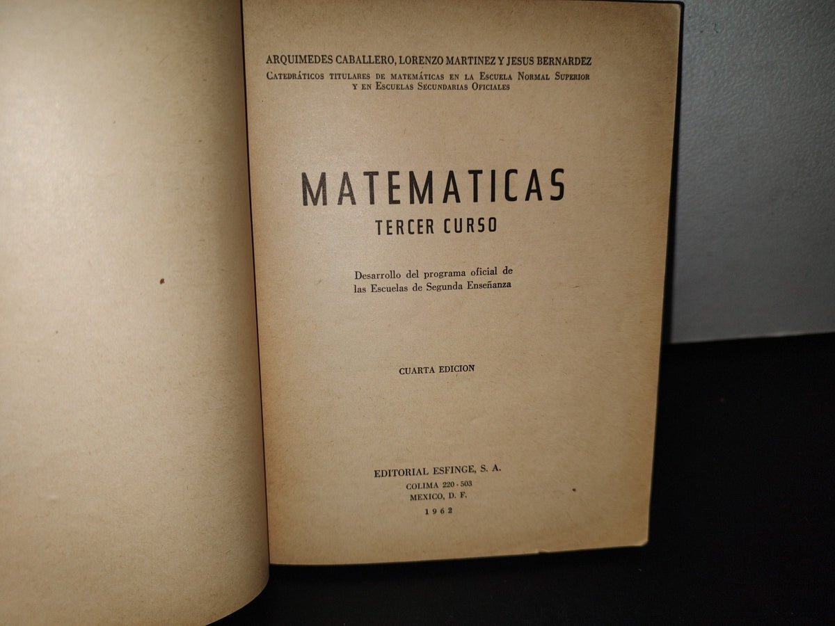 91- Matemáticas. Tercer Curso - Arquímedes Caballero - 1962