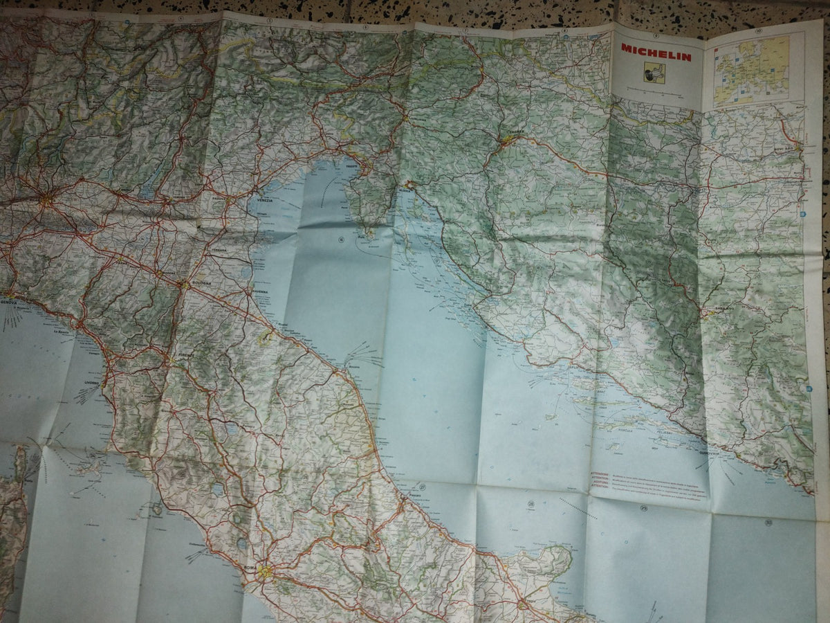 57- Mapa Grande De Italia. Michelin 988. Italie, Italy - 80's