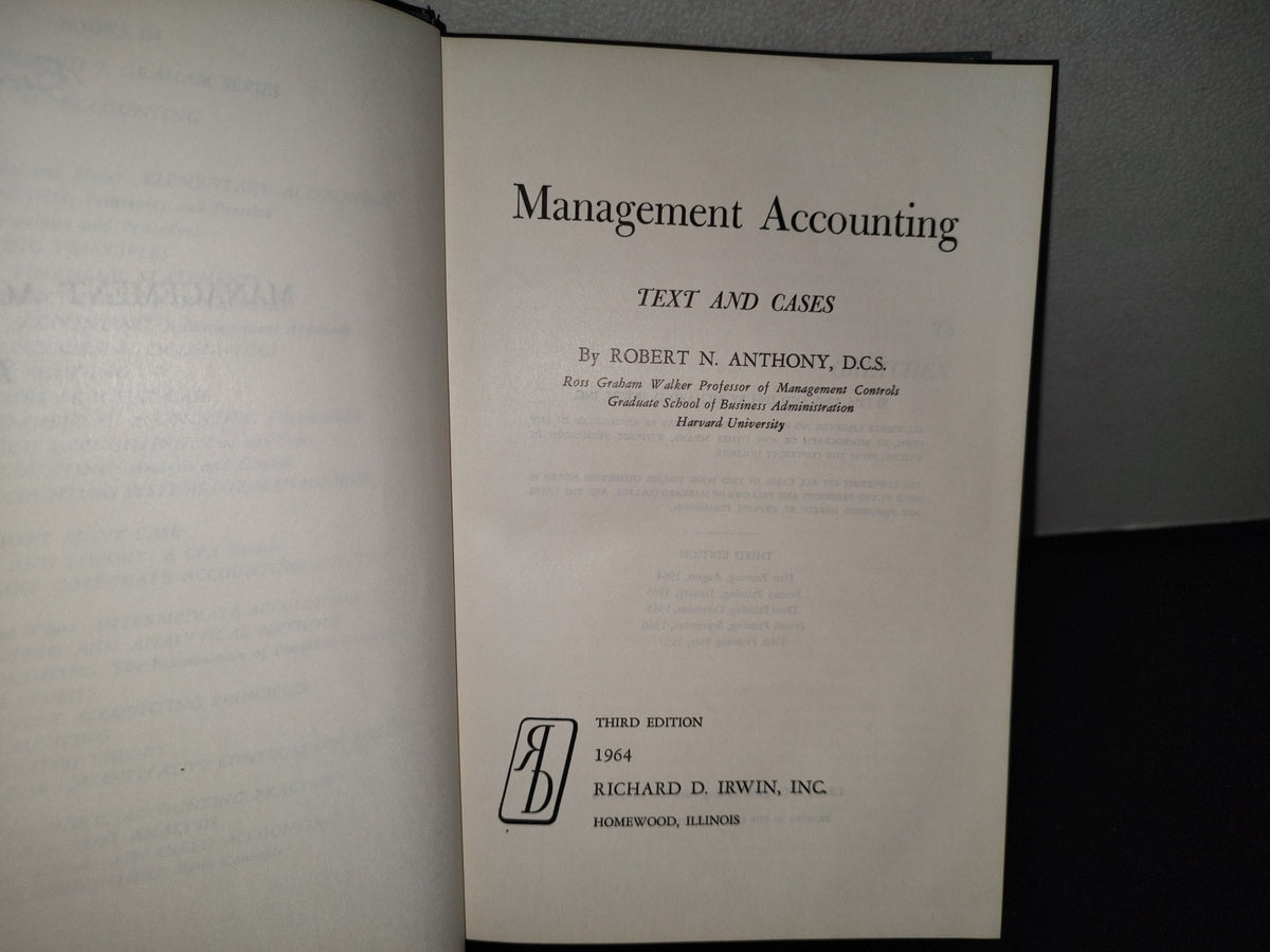 145- Management Accounting. Text And Cases - Robert N. Anthony - Richard D. Irwing, Inc. 1964