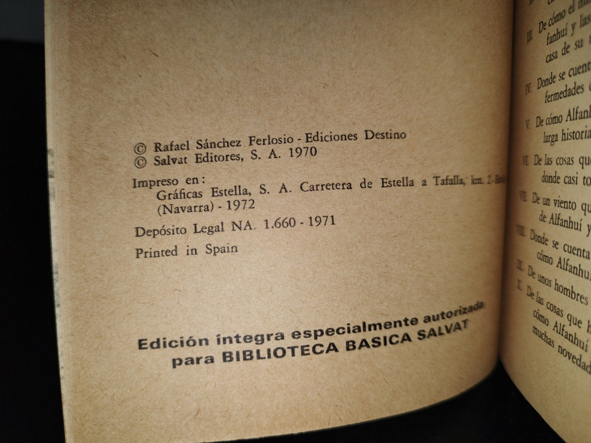 202- Alfanhui - Rafael Sánchez Ferlosio - Biblioteca Básica Salvat 60 - 1971