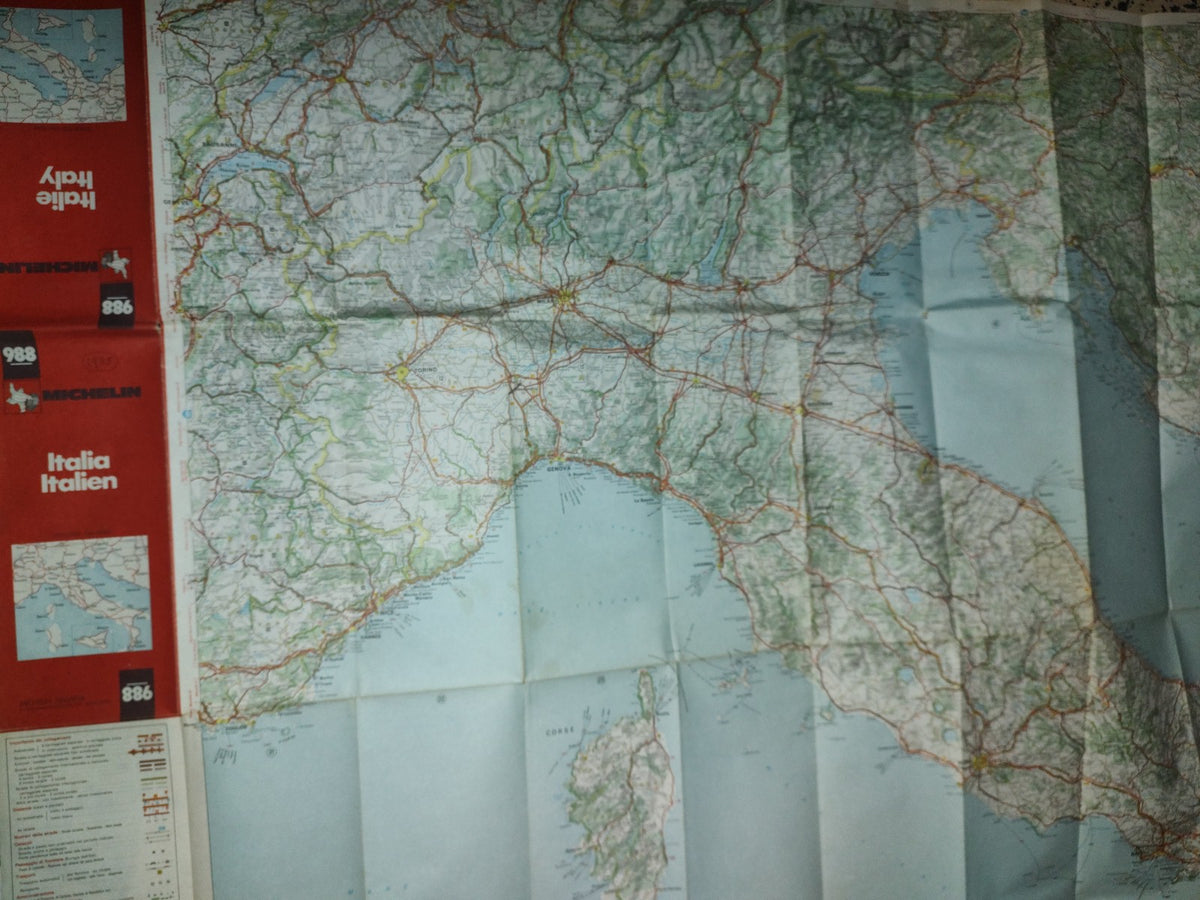 57- Mapa Grande De Italia. Michelin 988. Italie, Italy - 80's