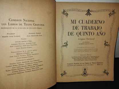 143- Mi Cuaderno De Trabao De Quinto Año. Lengua Nacional - 1970
