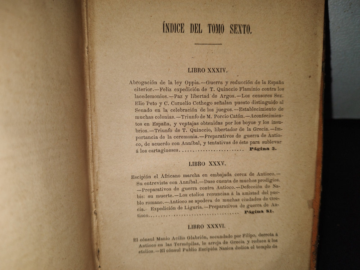 59- Biblioteca Clásica. Tomo CXXI. Décadas De La Historia Romana, Por Tito Livio, Tomo VI - Madrid, Librería De La Viuda De Hernando Y C.A - 1888