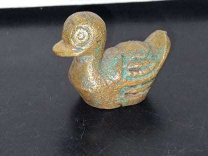 A2- Pieza De Bronce. Patito En Pose De Nado - 70'S