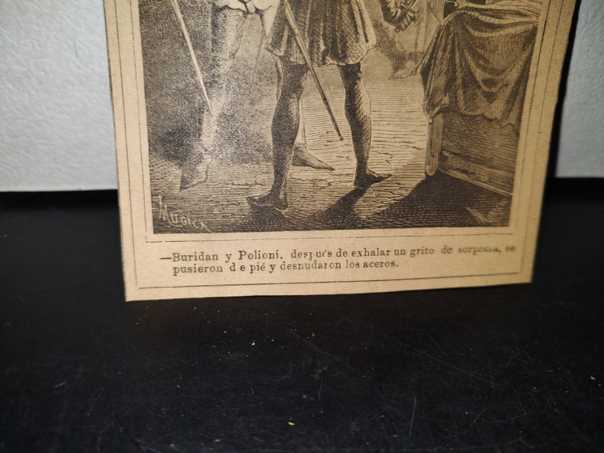 A10C1-2- Antiguo Grabado. Espadachines - 1800'S