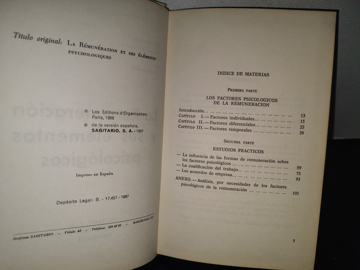 98- La Remuneración Y Sus Efectos Psicológicos - O.I.C.O.S. - Sagitario S. A. 1967