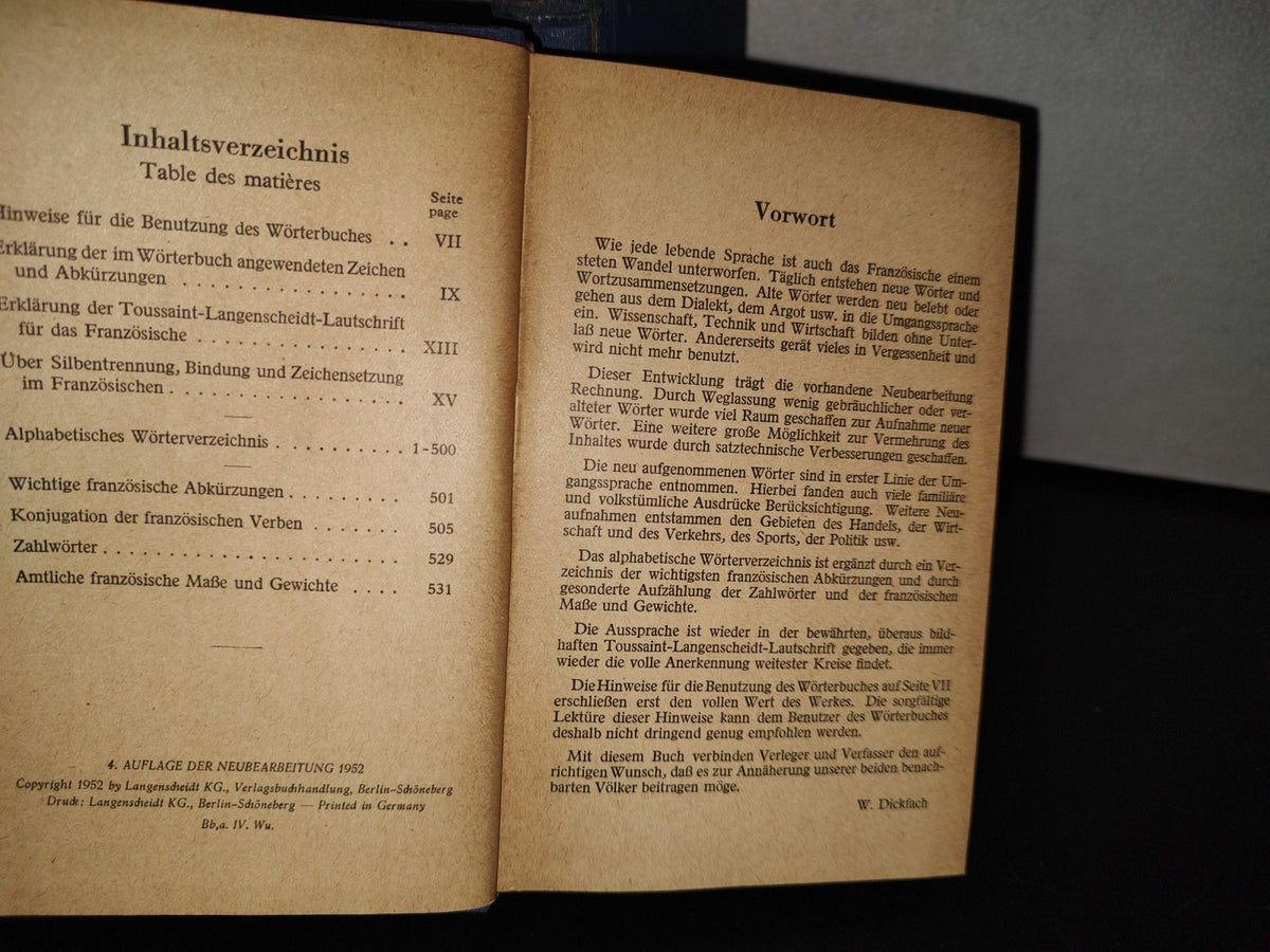 124- Diccionario Alemán-Francés. Langenscheidt Francais-Allemand - Waldemar Dickfach - 1952