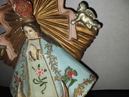 A1- Antigua Escultura Grande De Cerámica. Virgen De Zapopan, Jalisco, México - 60'S - 70'S