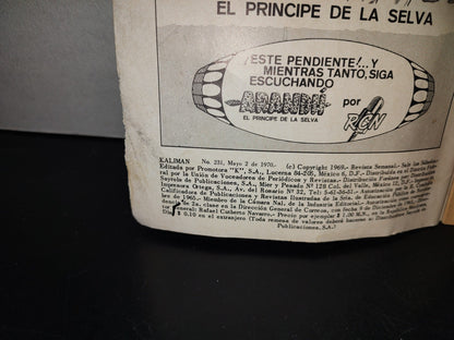 209- Kaliman. El Hombre Increíble - No. 231, Mayo 2 De 1970