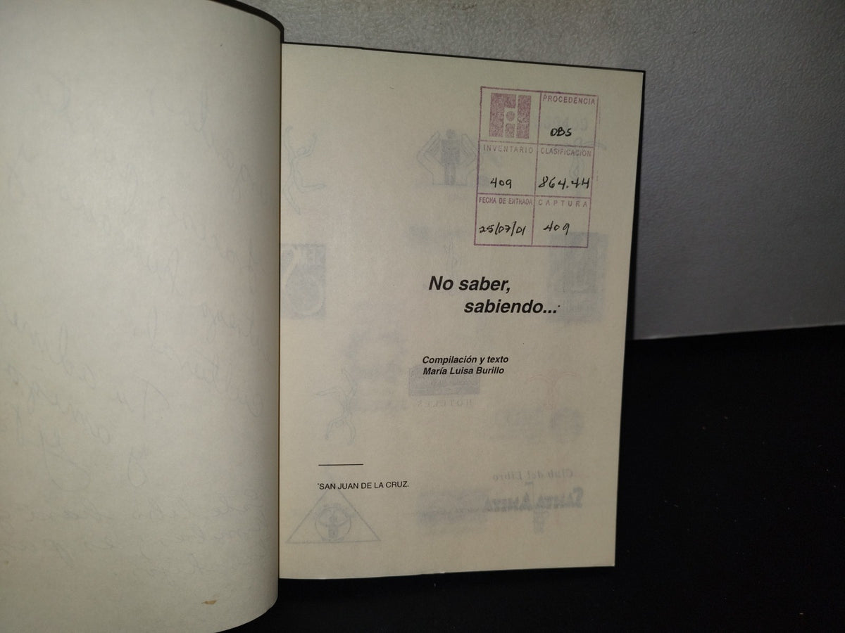 92- No Saber, Sabiendo... - Ma. Luisa Burillo, Compiladora - 1A. Ed. 2000 - Firmado