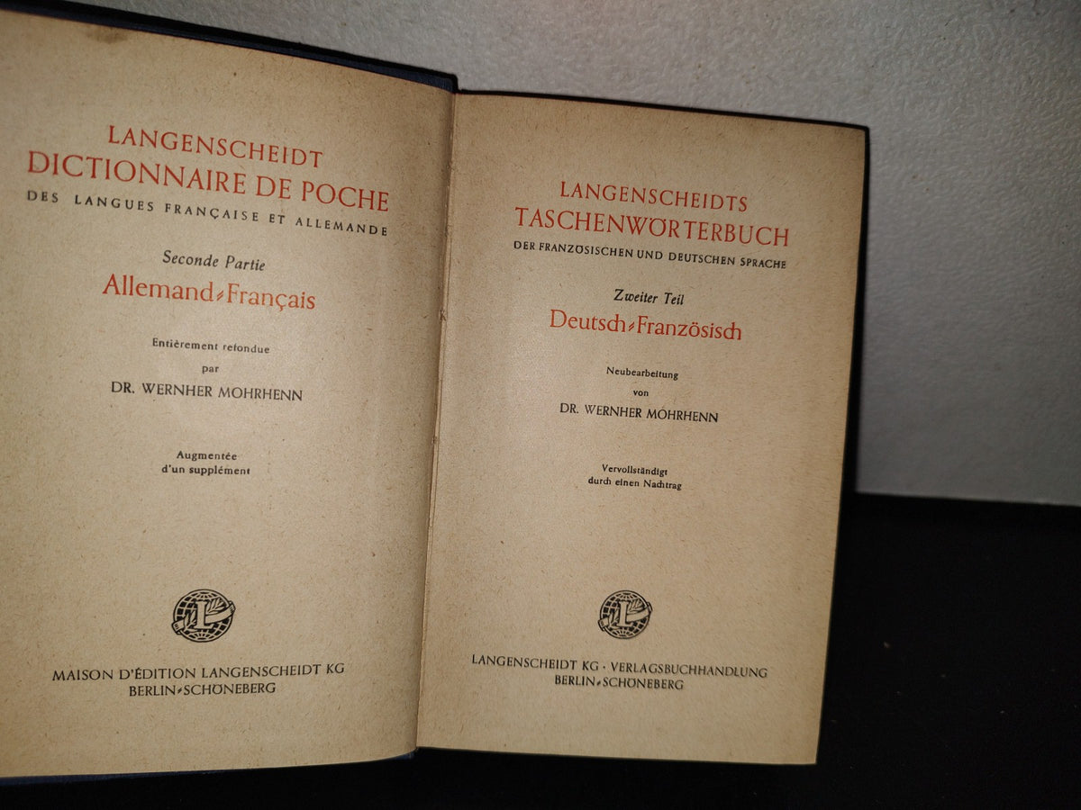 124- Diccionario Alemán-Francés. Langenscheidt Francais-Allemand - Waldemar Dickfach - 1952