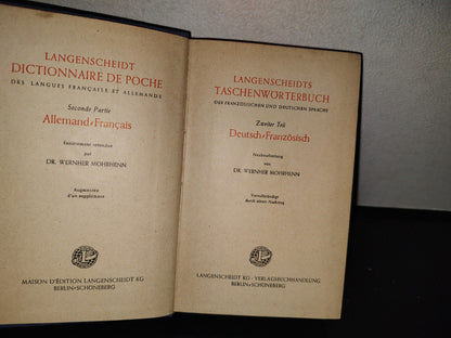 124- Diccionario Alemán-Francés. Langenscheidt Francais-Allemand - Waldemar Dickfach - 1952