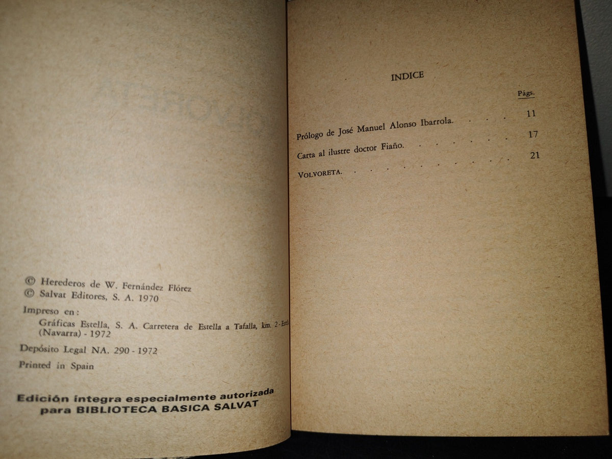 215- Volvoreta - W. Fernández Flores - Biblioteca Básica Salvat - 1972