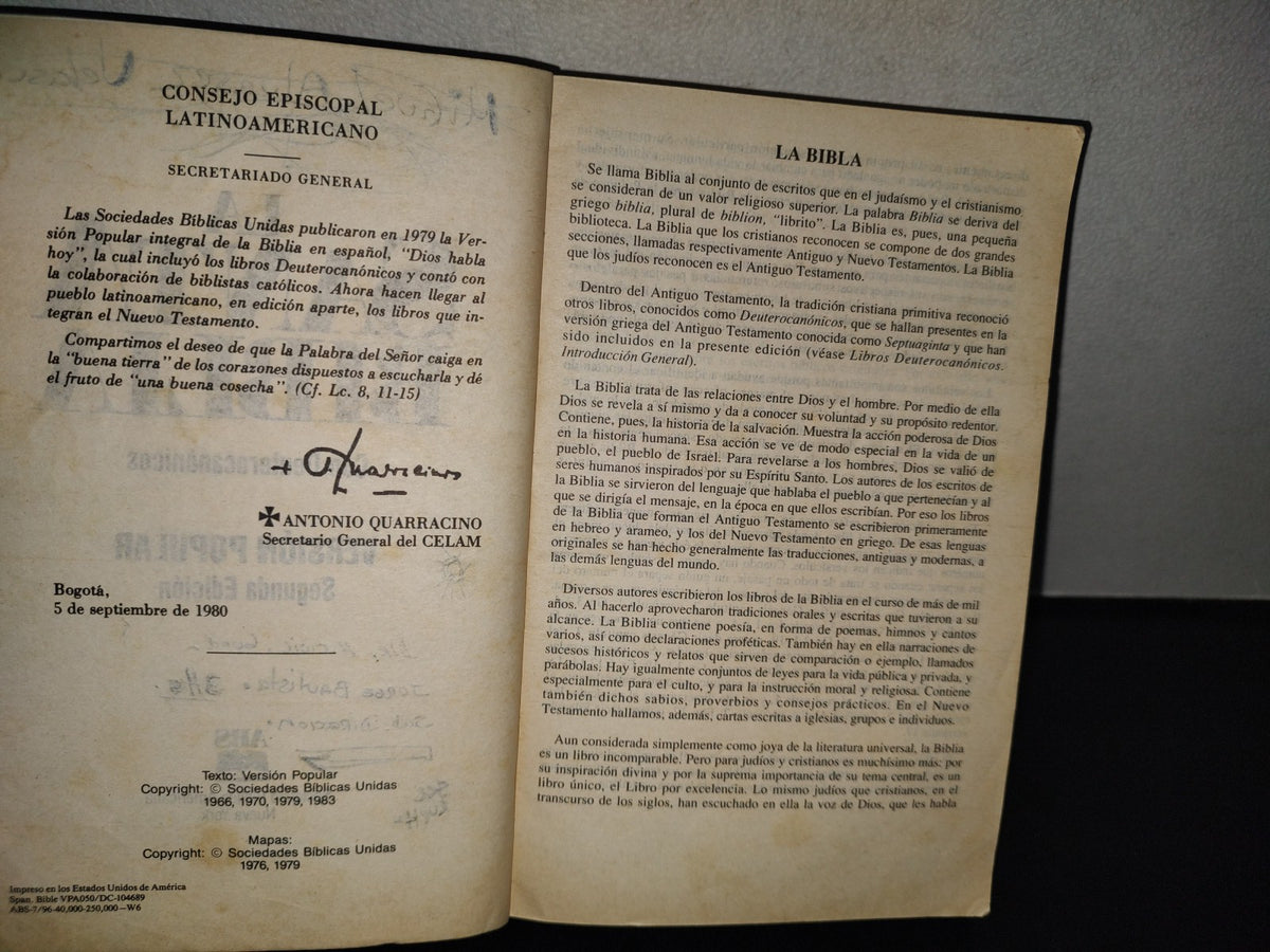 209- La Santa Biblia Con Deuterocanónicos. Sociedad Bíblica Americana, Nueva York - 1983