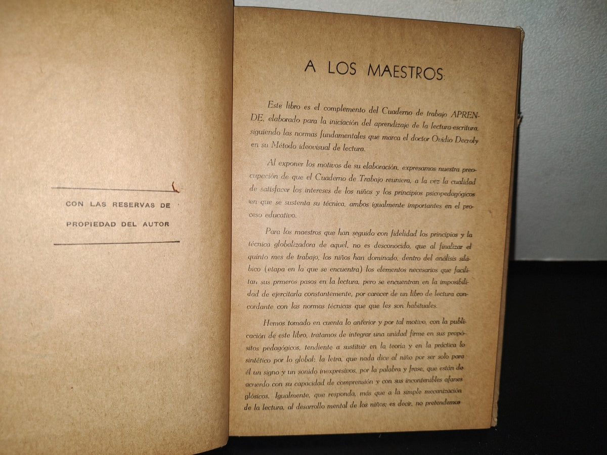 92- Aprende. Libro Primero De Lectura - Amparo Rubio De Contreras. Ediciones ”El Estudiante” - 50'S
