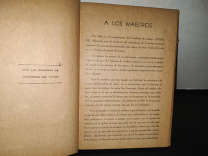 92- Aprende. Libro Primero De Lectura - Amparo Rubio De Contreras. Ediciones ”El Estudiante” - 50'S