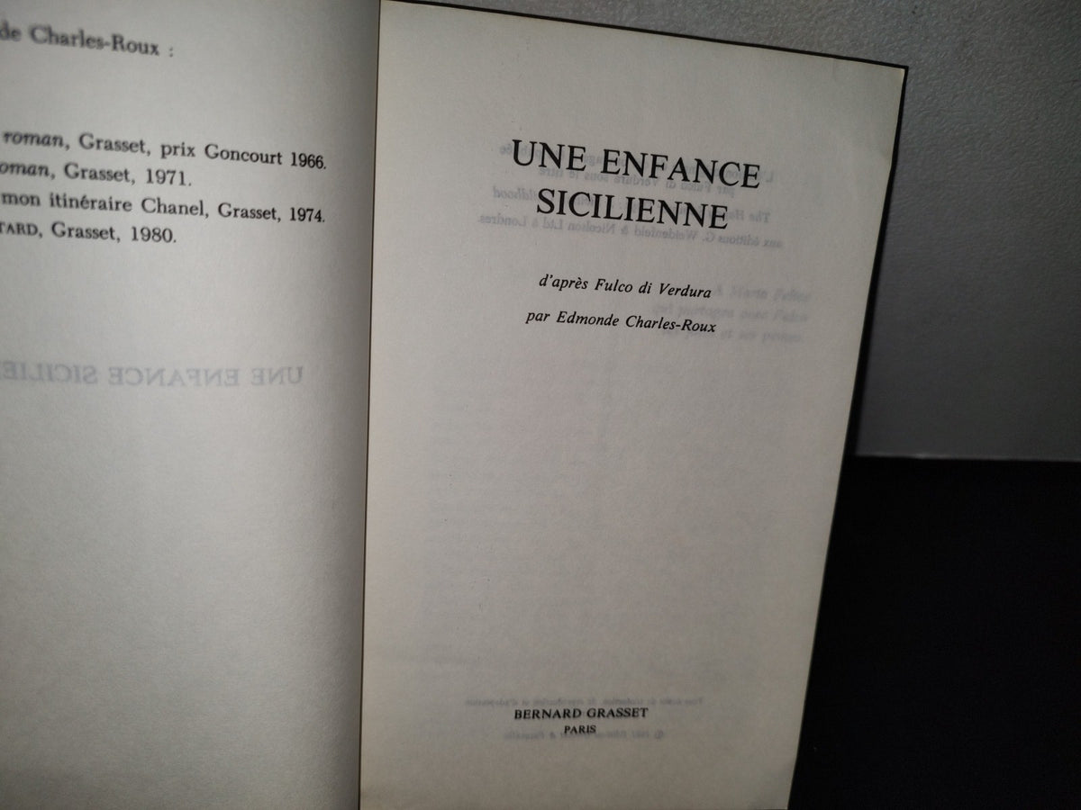 174- Une Enfance Sicilienne D'Après Fulco Di Verdura - Edmonde Charles - Roux - 1981