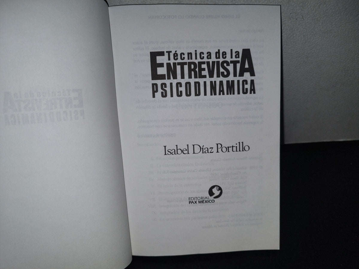 98- Técnica De La Entrevista Psicodinámica - Isabel Díaz Portillo